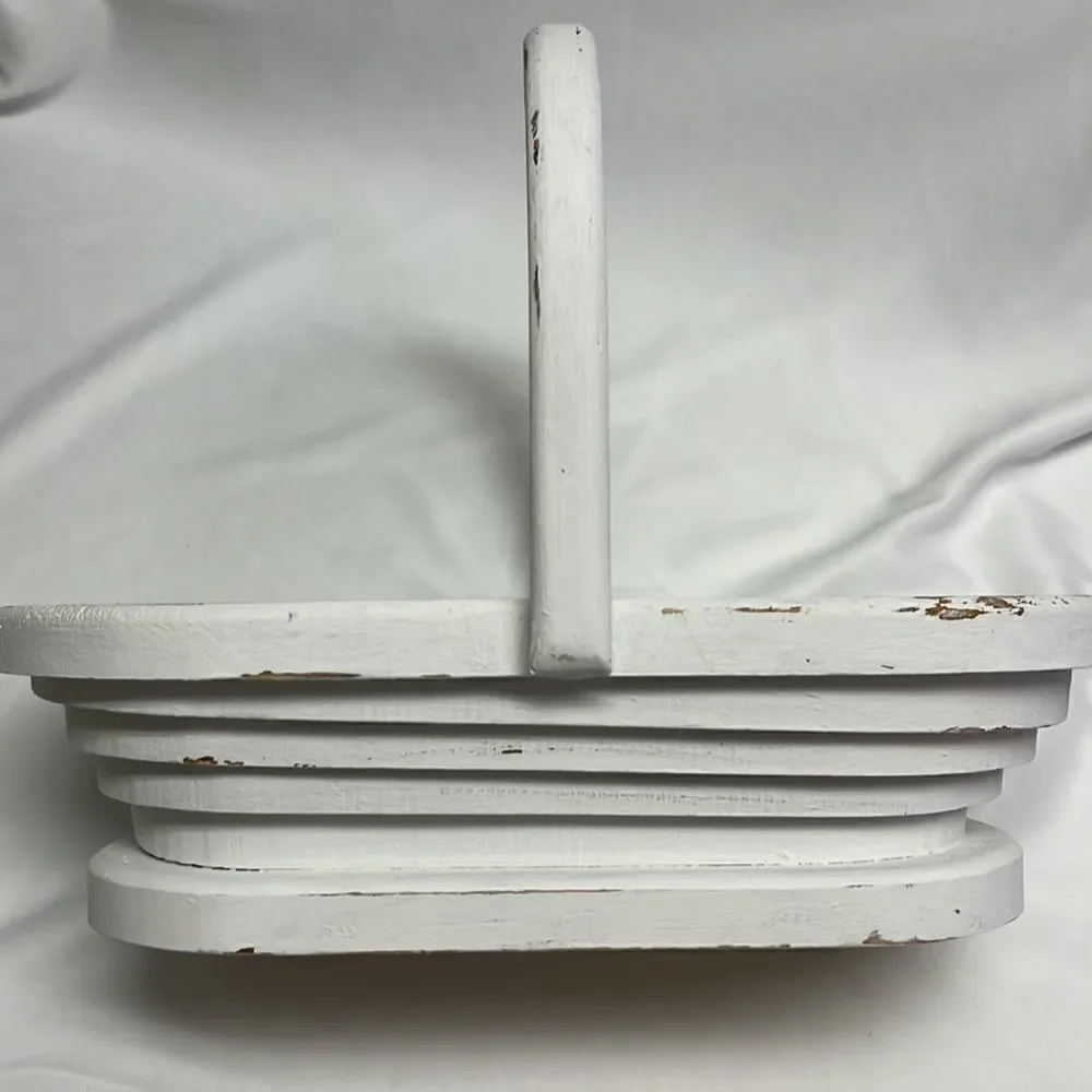 Oval Shaped Upcycled Alabaster Oak Wood  Decor Basket Bowl Organizer
